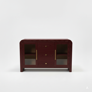 ตู้ไซด์บอร์ด ตู้บุฟเฟ่ต์ห้องนั่งเล่น ตู้คอนโซลพร้อมลิ้นชักกลางสามช่องและกระจกด้านข้างสองด้าน ดีไซน์ทันสมัย สีสันโดดเด่น - Product Image 1
