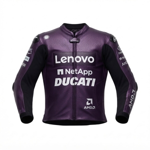 Unisex Rucati Cowhide Leather Waterproof Quick Dry <b>Racing</b> <b>Jacket</b> MotoCP Style CE Level 2 Armor Motorcycle Track Riding - Product Image 1