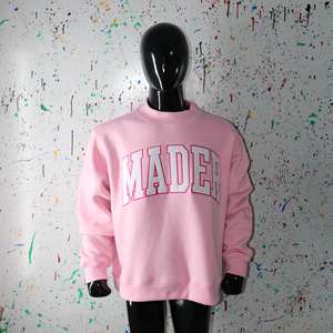 MADER PINK <b>Mock</b> <b>Neck</b> Sweatshirt 100% WHITE Applique Embroidery wide <b>neck</b> Sweatshirt Finer Threads - Product Image 1