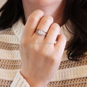 IGI/GIA Lab Grown Princess Cut Unisex Vintage 14k Jaune Mariage/Bague de fiançailles Fine Or Blanc Anniversaire Fête-Digne Bague - Product Image 3