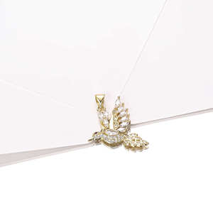 Collier de luxe pour femme en argent sterling plaqué or avec pendentif oiseau en diamant de laboratoire, plume marquise, personnalisé et raffiné - Product Image 3