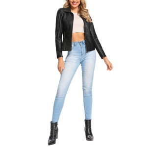 Chaqueta de cuero genuino de alta calidad para mujer, ropa de abrigo de invierno, elegante, transpirable, con cremallera, chaqueta corta de cuero para mujer - Product Image 4