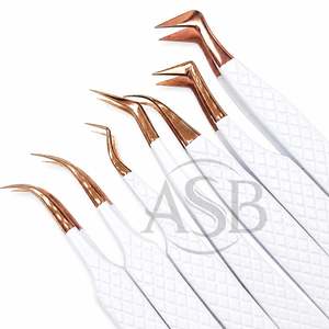 Pinzas para Pestañas de Acero Inoxidable con Punta Dorada Rosa, Marca Privada, Logotipo Personalizado, Duraderas y Precisas para Manicura Profesional - Product Image 1
