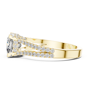 Bague de fiançailles en diamant de laboratoire taille carrée personnalisée en gros, certifiée IGI, or massif 14K 18K, avec pavé de diamants à queue fendue - Product Image 5
