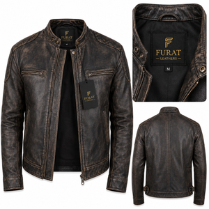 Chaqueta Bomber de Cuero A2 Color Marrón Oliva para Hombre, Estilo Casual, Cuello Alto, Cierre de Cremallera, Resistente al Viento, Transpirable y Ecológica - Product Image 4