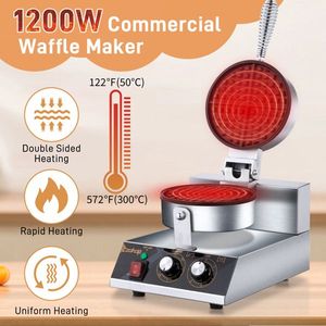 "1200W Belgian <b>Waffle</b> <b>Maker</b> 110V Single Head Non-Stick Round" - Product Image 3