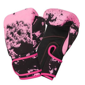 Gants de boxe rose et noir à sublimation, fermeture Velcro, unisexe, arts martiaux, respirants, en PU - Product Image 1