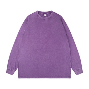 เสื้อยืดคอกลมแขนยาวทรงโอเวอร์ไซส์สำหรับผู้ชาย ผ้าฝ้าย 100% หนา 270 กรัม ขายส่ง ทรงหลวม ไหล่ตก ปลายแขนแบบริบ - Product Image 5