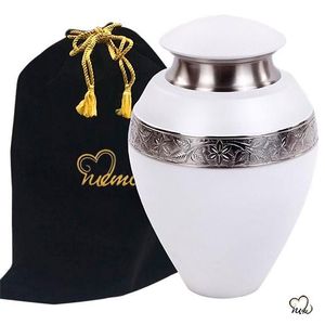 Urne funéraire décorative en métal, récipient commémoratif, urne de luxe, urne sophistiquée, urne gravée florale, qualité supérieure - Product Image 1
