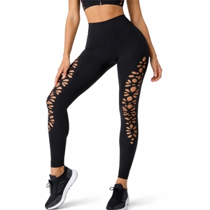 Women High Waist <b>Lace</b> Up Side Leggings Stylish Leggings For Active Everyday Fitness And Comfort Fit <b>Stretch</b> <b>Fabric</b> Leggings - Product Image 1