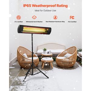 Riscaldatore Elettrico a Infrarossi da 1500W con Schermo LED e Telecomando, 3 Velocità, Timer per Uso Esterno/Patio - Product Image 4