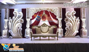 Conjunto de decoración de escenario de boda tradicional, Set de decoración de escenario de estilo clásico del Sur, para recepción, Glam, Tamil, Cultural, indio, para escenario - Product Image 3