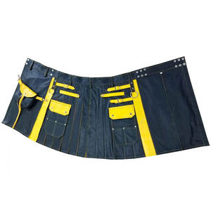 Kilt écossais hybride noir et jaune en cuir de vache, Sporran sur le devant, pour hommes - Product Image 6