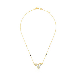 Collier Mangalsutra asymétrique en forme de papillon ailé avec diamants - Product Image 3