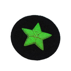 Hand Embroidered Silicone Blazer Badges Leaf <b>Wreath</b> Design Luxury Custom Hand Stitched Uniform Patch with Beads - Product Image 3