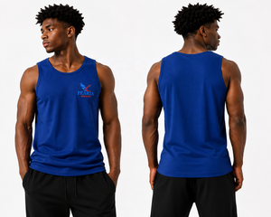 High Quality <b>Blue</b> Men Knitted Polyester Casual Tank <b>Top</b> Sleeveless Sports <b>Vest</b> Crew Neck Fitness Training Tee Anti-shrink - Product Image 1