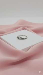 Bague diadème en argent moissanite avec pierres en zircon cubique, bijou élégant, cadeau pour elle - Product Image 2