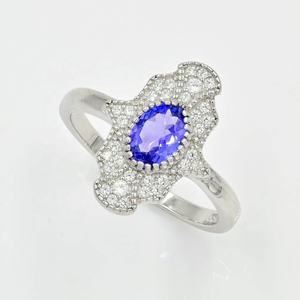 925 argent Sterling naturel Tanzanite CZ 7X5mm taille ovale pierres précieuses ensemble de bijoux femmes fiançailles mariage fête cadeau certifié - Product Image 5