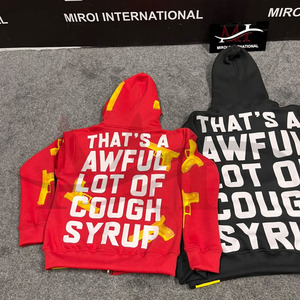 Sudadera con Capucha de Algodón 100% de Alta Calidad con Pedrería, Estilo Urbano, para Hombre, con Estampado 'THAT'S a AWFUL LOT of COUGH SYRUP' - Product Image 5