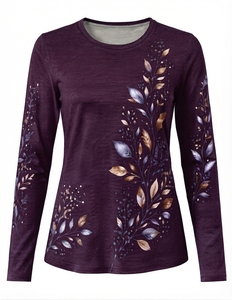 Camiseta de Verano para Mujer, Diseño Moderno, Informal, de Poliéster con Estampado en Lona, Transpirable, Bajo MOQ, Precio de Fábrica - Product Image 2