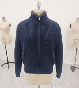 Pull cardigan zippé pour homme avec col en fausse fourrure amovible, double fermeture éclair, tricot épais et confortable, personnalisable, automne/hiver - Product Image 5