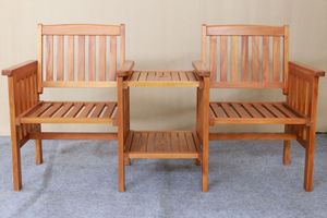 Ensemble de chaises d'extérieur en bois de mahogany massif pour une utilisation en extérieur, capacité de 2 personnes - Product Image 3