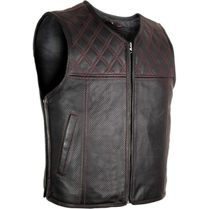 Chaleco de Motocicleta para Hombre en Cuero Vacuno Genuino con un Corte Tradicional Diseñado para una Comodidad Diaria y un Confort Atemporal Simple - Product Image 1