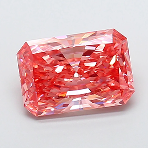Diamant de laboratoire rose fantaisie taille émeraude, pierre précieuse non montée - Product Image 2