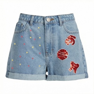 Manufacturer High Waist Customized Color Women <b>Denim</b> Cargo Shorts Rhinestone New Style Sexy <b>Stretch</b> Hot Pants Summer - Product Image 1