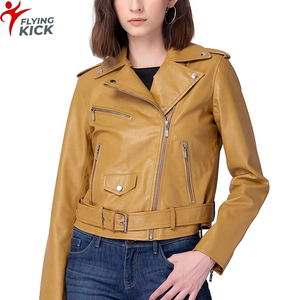 Chaqueta de Cuero Genuino Dorada para Mujer, Invierno 2026, Chaqueta de Piel de Oveja Estilo Biker, Variedad de Colores Personalizables - Product Image 1