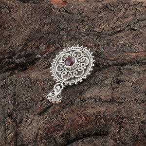 Natural Red Garnet Pendant 925 Sterling Silver Platinum Plated Vintage Style Jewelry January Birthstone <b>Charms</b> Bridal Gift - Product Image 2