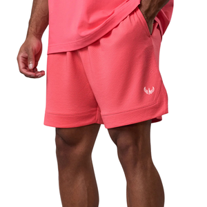 Mens Coral <b>Mesh</b> Training Shorts Elastic Waist Drawstring Gym Workout Running Sportswear Breathable Activewear Shorts for Men - Product Image 1