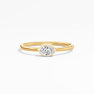 Marquise Cut 0,18 Ctw Moissanite Bezel Classic Third Party Certified Solitario Anillo de compromiso Plata de Ley 925 para granel - Product Image 1