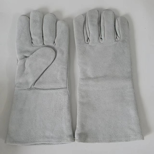 Guantes de Soldadura Industriales Resistentes al Calor, de Cuero Vacuno, con Forro Completo, Blancos, para Trabajo con Arco Eléctrico - Product Image 3