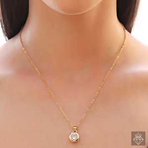 Collar de cristal dorado de corte redondo Categoría de producto antideslustre - Product Image 3