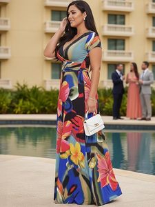 Vestido Largo Maxi de Verano para Mujer 2026, Estampado Floral, Manga Corta, Estilo Fluido y Modesto - Product Image 3