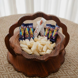 Panier à fruits secs en bois fait main de qualité supérieure, moderne, écologique, pour servir des collations et offrir en cadeau, Tradebyd - Product Image 1