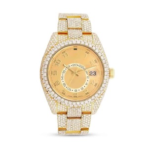 นาฬิกาเงินสเตอร์ลิงแบบ Iced Out VVS พร้อมขอบหน้าปัดและสายประดับเพชร แสดงวันที่แบบอนาล็อก ขนาด 40 มม. ระบบควอตซ์ - Product Image 3