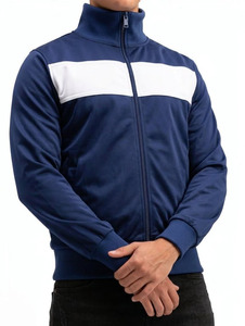 Veste de survêtement personnalisée pour homme, avec empiècements contrastés, fermeture éclair intégrale, respirante, écologique, réversible, col rabattable, sport - Product Image 1