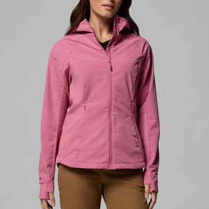 Veste softshell 3 couches pour femme, design personnalisé, imperméable, coupe-vent, col montant, fermeture éclair, capuche, respirante, confortable - Product Image 1