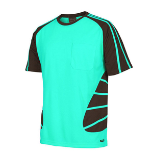 Men's High Visibility Quick Dry Workwear T-shirt Custom Breathable Mesh Athletic Sport Tee with Pocket Contrast Panel Shirt - Product Image 4