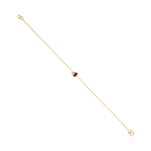 Diseño minimalista y sencillo, ligero, con granate y diamante, oro amarillo puro de 14K, pulsera Toi et Moi, joyería delicada apilable para unisex. - Product Image 5