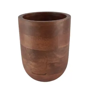 Pot rond en bois vernis rouge, Vase et raboteuse de taille Standard pour Table, mur et sol, décoration de la maison, fait à la main