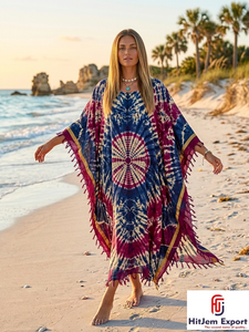Vestido Kaftan Tie Dye para Mujer, Corte Holgado, Ropa de Playa de Verano, Estilo Boho, Fabricante Europeo OEM ODM, Proveedor de Fabricación Personalizada - Product Image 6