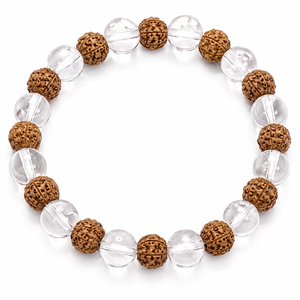 Handmade Natural Rock Crystal Quartz and Rudraksha Beads <b>Bracelet</b> Spiritual Protection Energy Balance Healing Jewelry Wholesale - Product Image 1