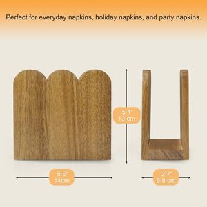 Support à serviettes festonné en bois d'acacia naturel, distributeur de serviettes en papier pour table, idéal pour la décoration de restaurants et cafés, vente en gros - Product Image 6