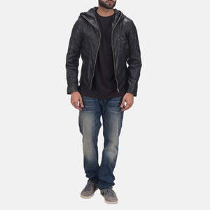 Veste à capuche en cuir véritable traditionnel, idéale pour les commandes en gros, avec une finition riche en grain, une doublure fiable et durable. - Product Image 6