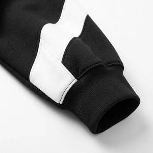 Black <b>White</b> Color Block Unisex Winter Hoodie Pullover <b>Sweatshirt</b> with Drawstring Hood Front Pocket 280g Fleece Streetwear Style - Product Image 4