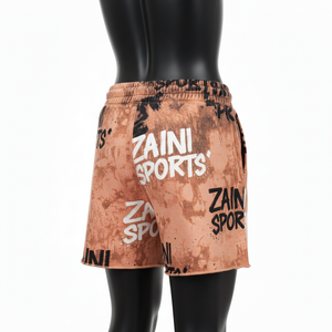 Pantalones Cortos de Felpa de Algodón Premium de 320 GSM con Lavado Ácido, Color Marrón, Estilo Urbano Vintage, con Estampado Puff y Logotipo Personalizado - Product Image 5