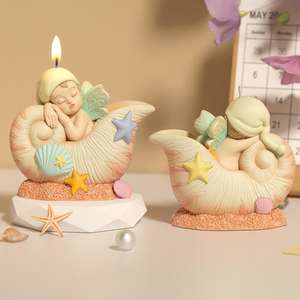 Starfish Conch Baby Candle Ocean Style Shell Cake Baking Decoration Car Candle <b>Silicone</b> Mold - Product Image 3